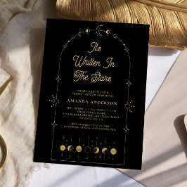 Celestial Stars Black Gold Moon Vrijgezellenfeest Kaart