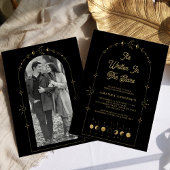 Celestial Stars Black Gold Moon Vrijgezellenfeest Kaart