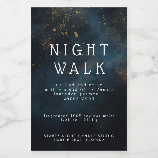 Celestial Stars Blue Candle Wax Melt 3x2" Label Voedselcontainer Etiket (Enkel label)