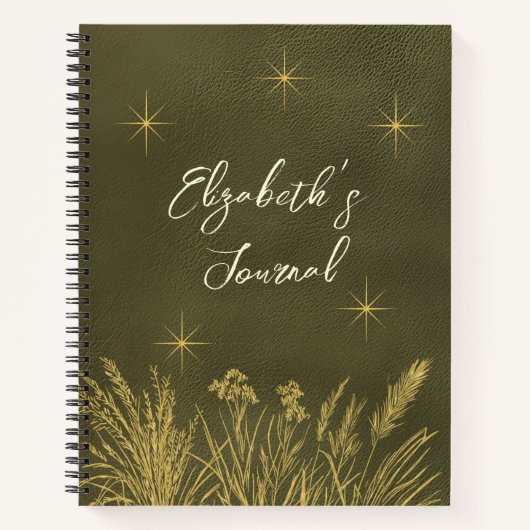 Celestial Stars Casual Script gepersonaliseerd gro Notitieboek (Voorkant)