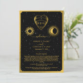 Celestial Stars Crescent Maan Huwelijksreis Programmakaart (Staand voorkant)