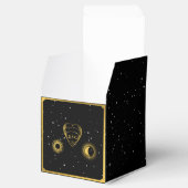Celestial Stars Crescent Moon Zwart Goud Bruiloft Bedankdoosjes (Geopend)