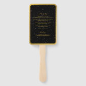 Celestial Stars Crescent Moon Zwart Goud Bruiloft Handwaaier (Achterkant)