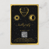 Celestial Stars Crescent Moon Zwart Goud Bruiloft Informatiekaartje (Voorkant)
