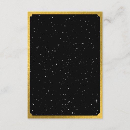 Celestial Stars Crescent Moon Zwart Goud Bruiloft Informatiekaartje (Achterkant)