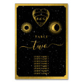 Celestial Stars Crescent Moon Zwart Goud Bruiloft Kaart (Achterkant)