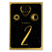 Celestial Stars Crescent Moon Zwart Goud Bruiloft Kaart (Achterkant)