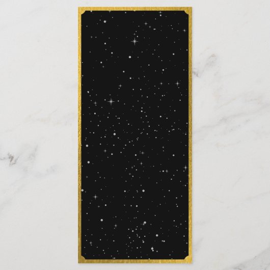 Celestial Stars Crescent Moon Zwart Goud Bruiloft Menu (Achterkant)