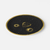 Celestial Stars Crescent Moon Zwart Goud Bruiloft Papieren Bordje (Gekanteld)