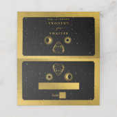 Celestial Stars Crescent Moon Zwart Goud Bruiloft Plaatskaartje (Buitenkant ongevouwen)