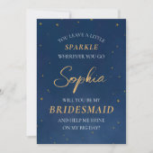 Celestial Stars Elegant Navy Bridesmaid Voorstel Notitiekaartje (Voorkant)