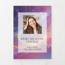 *~* Celestial Stars Foto Logo QR Trifold Brochure Drieluik Kaart