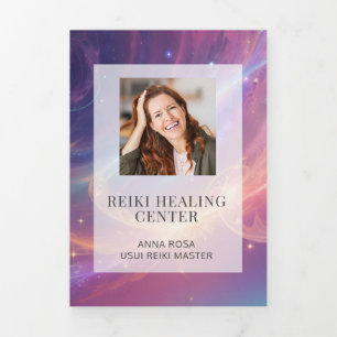 *~* Celestial Stars Foto Logo QR Trifold Brochure Drieluik Kaart