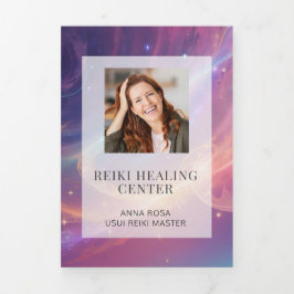 *~* Celestial Stars Foto Logo QR Trifold Brochure Drieluik Kaart