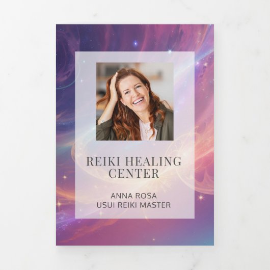 *~* Celestial Stars Foto Logo QR Trifold Brochure Drieluik Kaart (Cover)