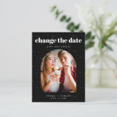 Celestial Stars Foto Verander datum Aankondigingskaart (Staand voorkant)