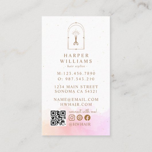 Celestial Stars Hair Stylist Salon | Roze goud Visitekaartje (Achterkant)