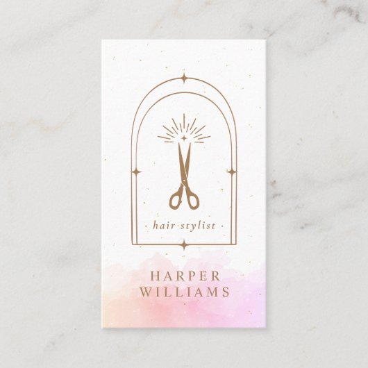 Celestial Stars Hair Stylist Salon | Roze goud Visitekaartje (Voorkant)