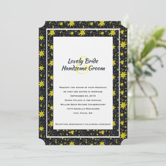 Celestial Stars Lovers Wedding Invitation Kaart (Staand voorkant)