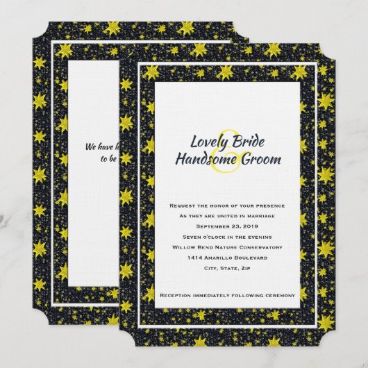 Celestial Stars Lovers Wedding Invitation Kaart (Voorkant / Achterkant)