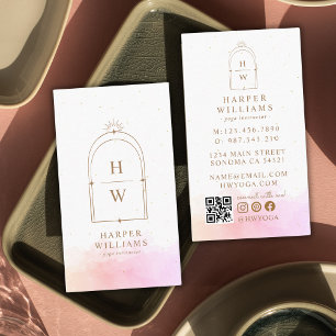 Celestial Stars Monogram Arch   Blush Pink Gold Visitekaartje