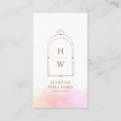 Celestial Stars Monogram Arch | Blush Pink Gold Visitekaartje (Voorkant)