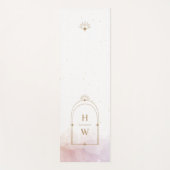 Celestial Stars Monogram Initiaal Blush Pink Gold Yogamat (Voorkant)