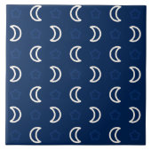 Celestial Stars & Moon Ceramic Tile – Navy Blue Tegeltje (Voorkant)