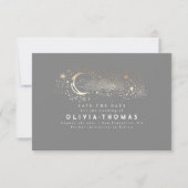 Celestial Stars Moon Dusty Blue Save the Date (Voorkant)