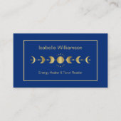 Celestial Stars Moon Phase Navy Blue Gold Visitekaartje (Voorkant)