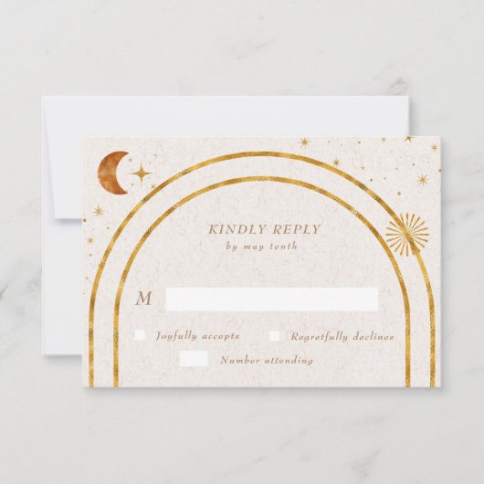  Celestial Stars Moon RSVP Response Kaart (Voorkant)