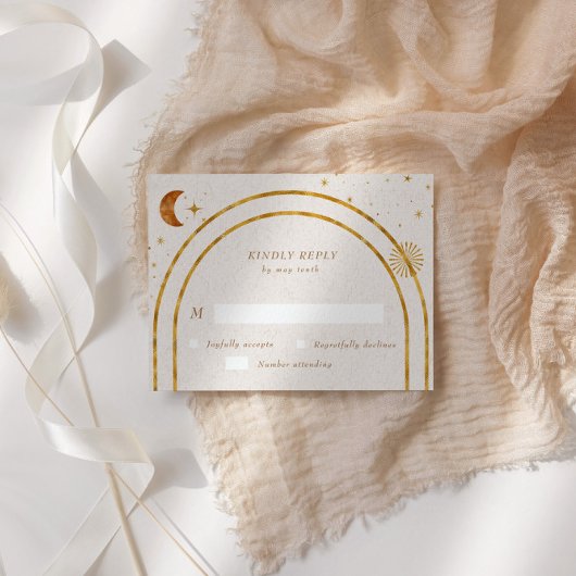  Celestial Stars Moon RSVP Response Kaart