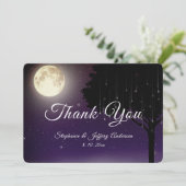 Celestial Stars Moon String Lights Wedding Bedankkaart (Staand voorkant)