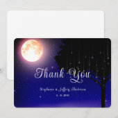Celestial Stars Moon String Lights Wedding Bedankkaart (Voorkant / Achterkant)
