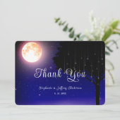 Celestial Stars Moon String Lights Wedding Bedankkaart (Staand voorkant)