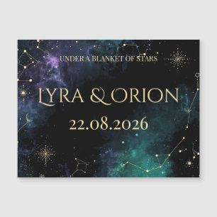 Celestial Stars   Navy/Teal Gouden Trouwmagneet