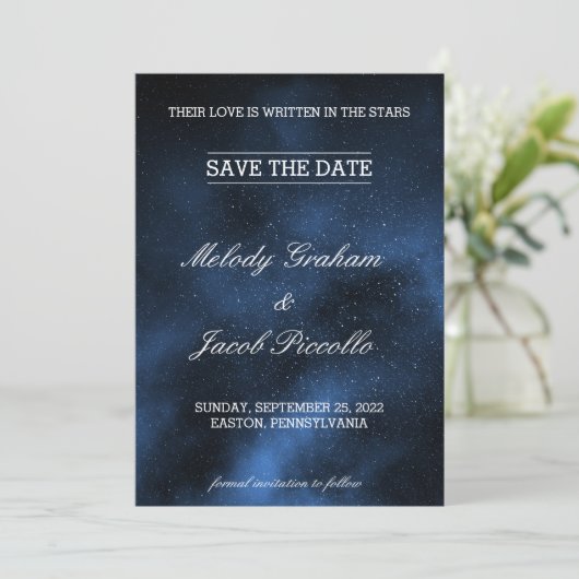 Celestial Stars Night Sky Galaxy Save The Date (Staand voorkant)