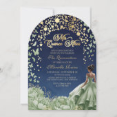 Celestial Stars Sage Green Quinceanera Kaart (Voorkant)