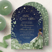 Celestial Stars Sage Green Quinceanera Kaart