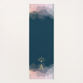 Celestial Stars Space Monogram Initiaal | Roze Bla Yogamat (Achterkant)