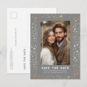 Celestial Stars Wedding Save the Date Foto Aankondigingskaart
