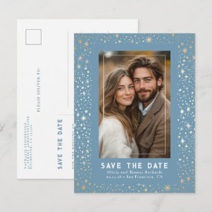 Celestial Stars Wedding Save the Date Foto Aankondigingskaart