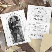 Celestial Stars Zwart Wit Moon Vrijgezellenfeest Kaart