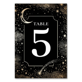 Celestial Stars Zwarte Trouwtafel Nummer Kaart