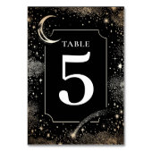 Celestial Stars Zwarte Trouwtafel Nummer Kaart (Achterkant)