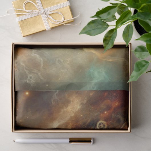 Celestial Steampunk Cat Time Voyage Decoupage Tissuepapier (Geschenk)