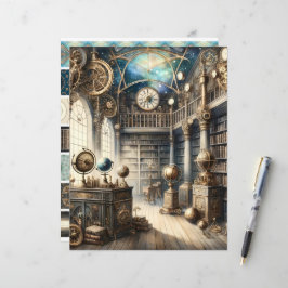 Celestial Steampunk Library Scrapbook Paper