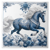 Celestial Steed: Floral Splendor Tegeltje (Voorkant)
