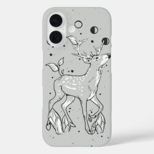 Celestial Step – Botanisch hert met maanfasen iPhone 16 Hoesje