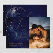 Celestial sterren Elegante foto avond bruiloft Save The Date (Voorkant / Achterkant)